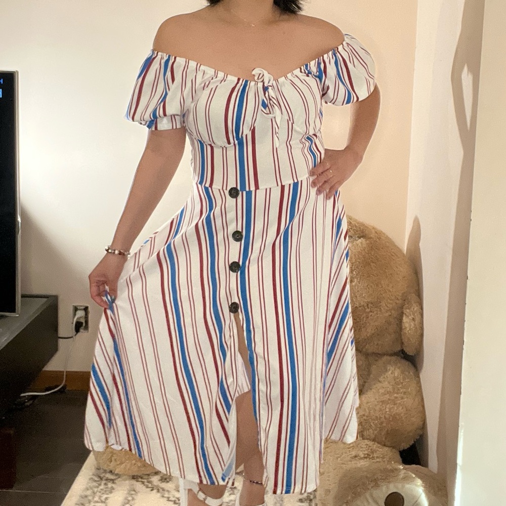 White linear dress